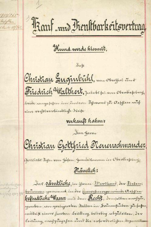 Kaufvertrag Siebenbrunnen 1902